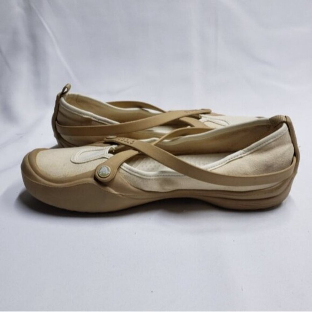 Crocs Slip On Celeste Tan Cream Canvas Size 10 Women's - Picture 7 of 13